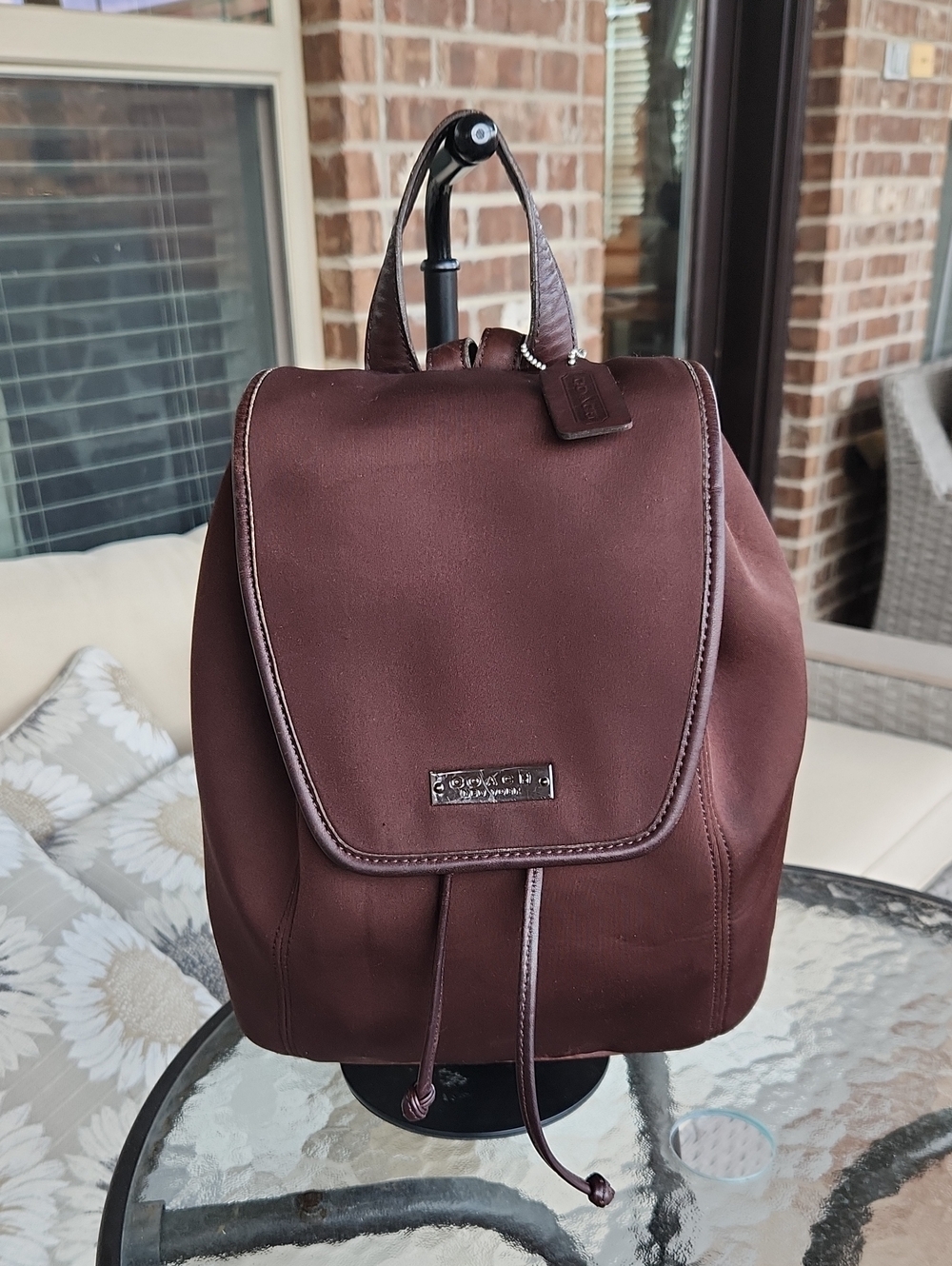 Coach Dark Brown Nylon Drawstring Backpack